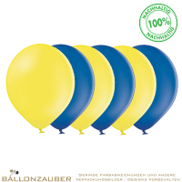 Latexballon Rund Blau Gelb 30cm = 11inch Umf. 95cm