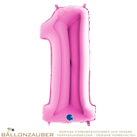 Folienballon Zahl 1 Pink Metallic 101cm = 40inch