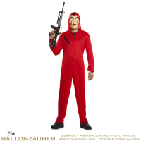 Kostüm Overall mit Kapuze und Dali Maske Haus des Geldes Rot