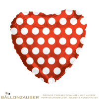 Folienballon Herz Dots Rot Weiß metallic 45cm = 18inch
