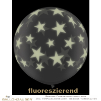 Latexballon Rund Sterne transparent fluoreszierend Ø90cm Umf. 245cm 36inch