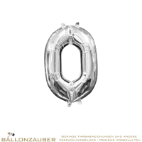 Folienballon Zahl 0 Silber Metallic 40cm = 16inch nur fr Luftfllung geeignet