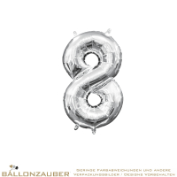 Folienballon Zahl 8 Silber Metallic 40cm = 16inch nur fr Luftfllung geeignet