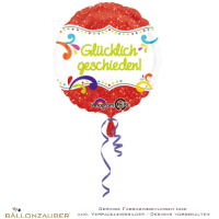 Folienballon Rund Glücklich geschieden bunt metallic 45cm = 18inch Ballon