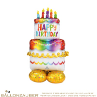 Folienballon AirLoonz Geburtstagstorte Happy Birthday Bunt 134cm = 53inch fr Luftfllung