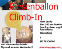 Latexballon Einsteigeballon Climb In Blau Transparent 160cm Umf. 450cm