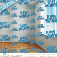 Hngedekoration 152cm lang Happy Birthday blau zum Aufhngen