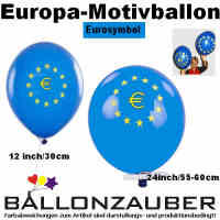 Latexballons Rund Eurogeld-Symbol Sternenkranz blau gelb 30cm Umf. 95/105cm 11inch