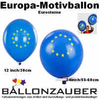 Latexballon Motivballon Euroland Symbol Rund blau 30cm Umf. 95/105cm 11inch