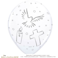 8 St. Motivballon Tauben, Kreuze und Kerzen Dots Taufe Konfirmation Kommunion