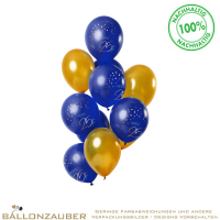 Latexballon Rund Happy 25th Elegant True Blue 30cm = 11inch