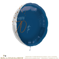 Folienballon Rund Happy 70th Elegant True Blue Metallic 45cm = 18inch