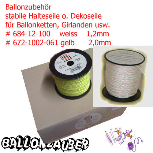 Dekoseil Seil f. Ballongirlanden und Ballonketten 100m gelb neongelb Ballondeko