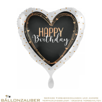Folienballon Herz Happy Birthday Schwarz Satin 45cm = 18inch