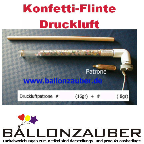 Druckluft-Patrone 16gr CO2 fr Konfettikanone Typ Kabuki 90cm
