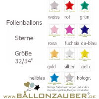Folienballon Stern Weihnachten Silvester div. Farben 86cm = 34inch