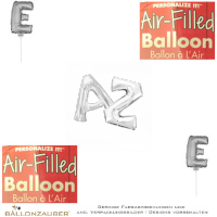 Folienballon Minibuchstabe A bis Z silber metallic 40cm = 16inch per Buchstabe für Luftfüllung