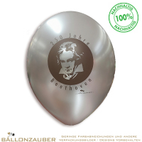 Latexballon Rund Beethoven Klassisch Silber Metallic 32cm Umf. 105/110cm 12inch