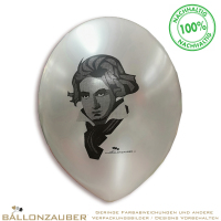 Latexballon Rund Beethoven PopArt Wei Metallic 32cm = 12inch Umf. 105cm