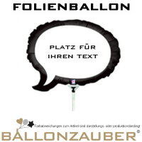 Folienballon luftgefllt auf Plastikstab Sprechblase wei schwarz 35cm = 14inch