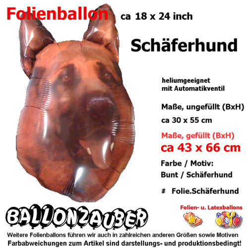 Folienballon Schferhund Kopf 2-seitig identisch