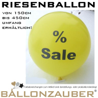 Riesenballon Sale Piktogramm 75cm = 30inch bzw. Umfang 200cm gelb Rundballon Riesenballon gelb mit schwarzem Sale Piktogramm