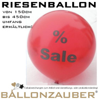 Riesenballon Sale Piktogramm 75cm = 30inch bzw. Umfang 200cm rot Rundballon Riesenballon rot mit schwarzem Sale Piktogramm