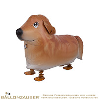 Folienballon Airwalker Dog Hund Golden Retriever braun weiß 65cm = 26inch