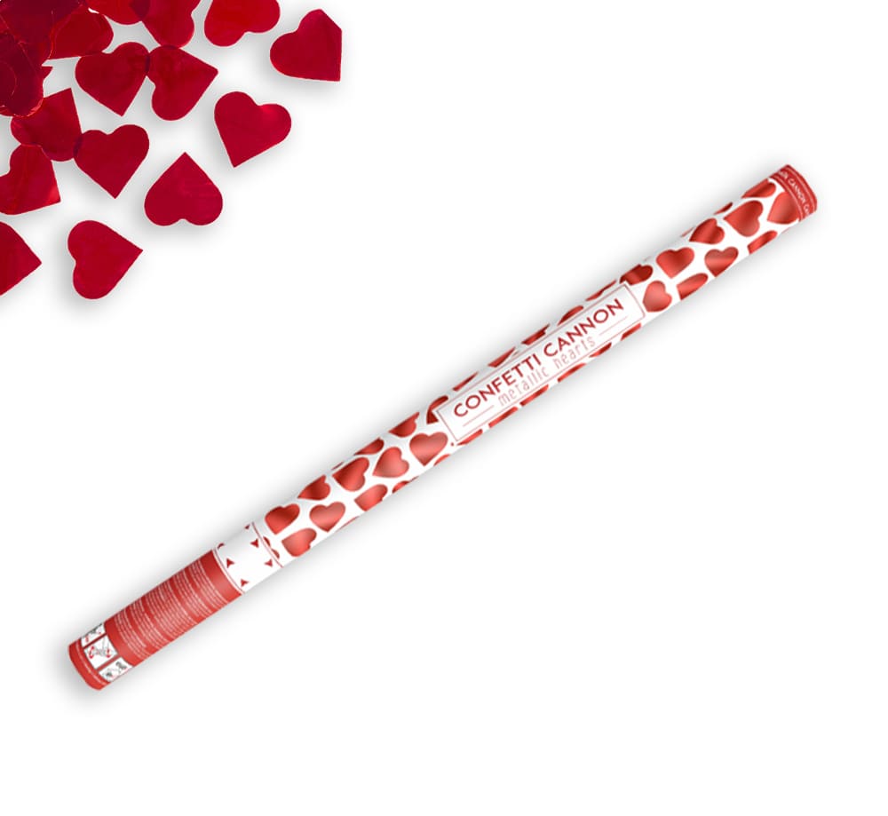  Konfettikanone - Folienherzen Rot - 60 cm