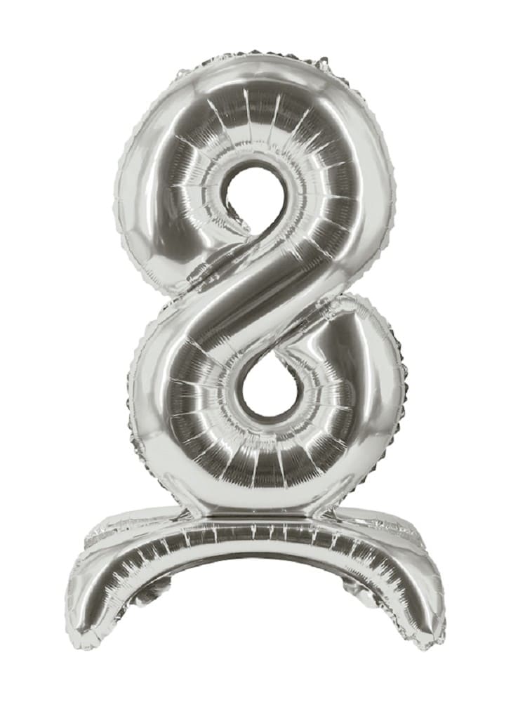 Folienballon - Zahl 8 Silber - Stand Up