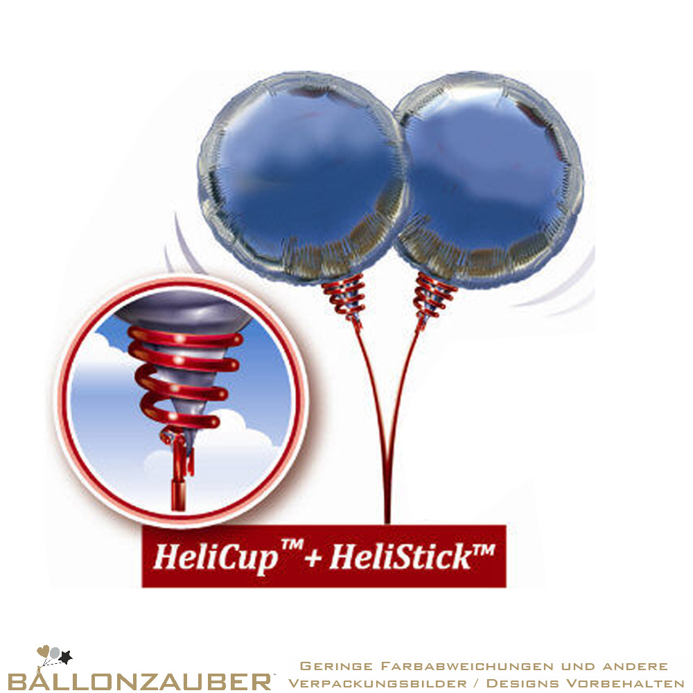 10 Ballonstäbe - Heli Cup blau - 50cm Ballonhalter Helistick