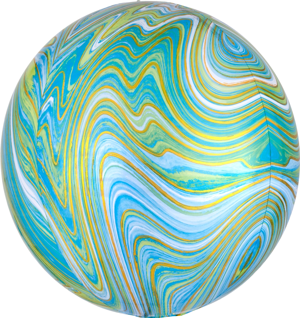 Folienballon - Orbz - Blue Green Marblez - 40cm 