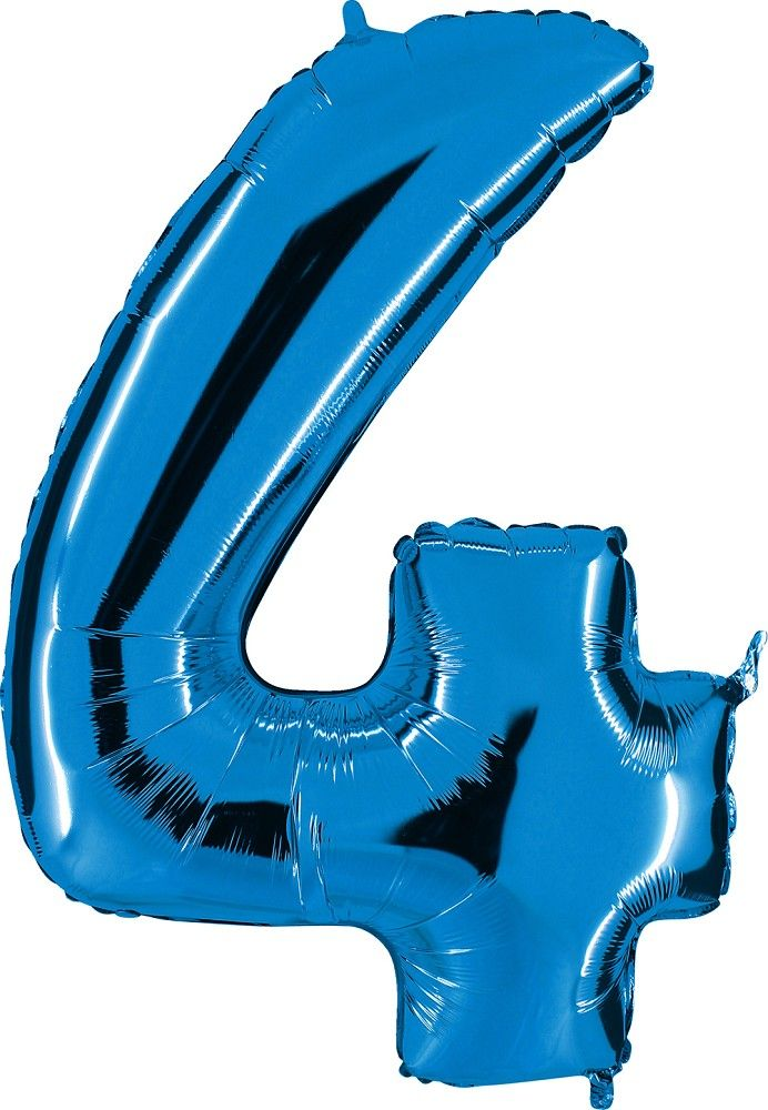 Folienballon Zahl 4 Blau 101cm