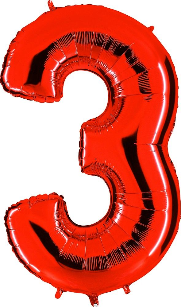 Folienballon Zahl 3 Rot 101cm