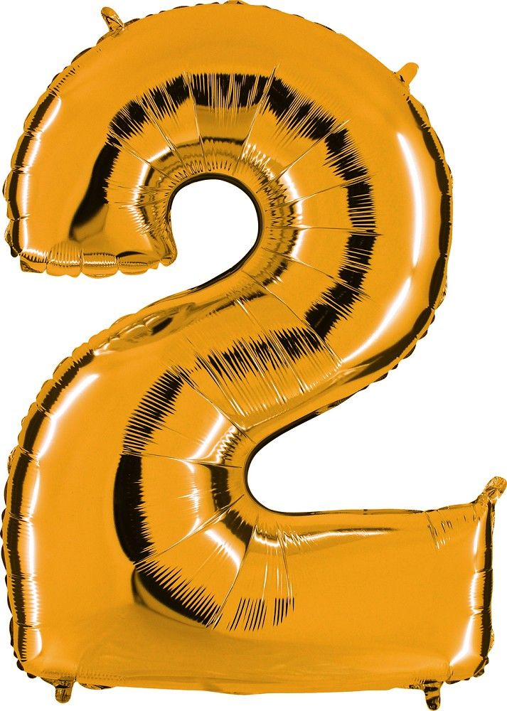 Folienballon Zahl 2 Gold 101cm