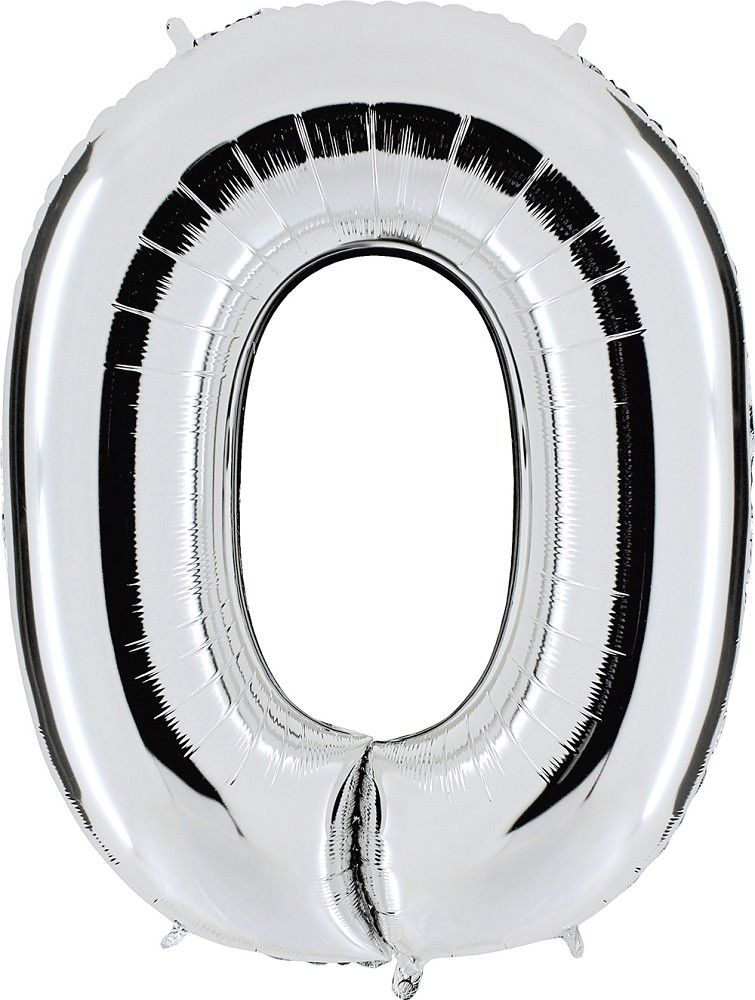 Folienballon Zahl 0 Silber 101cm