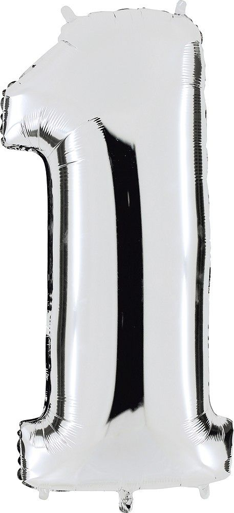 Folienballon Zahl 1 Silber 101cm