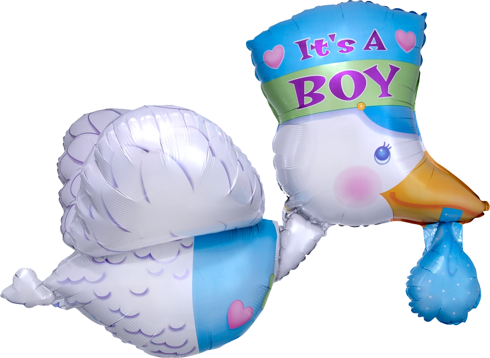 Folienballon - Storch "Boy"- 81cm  