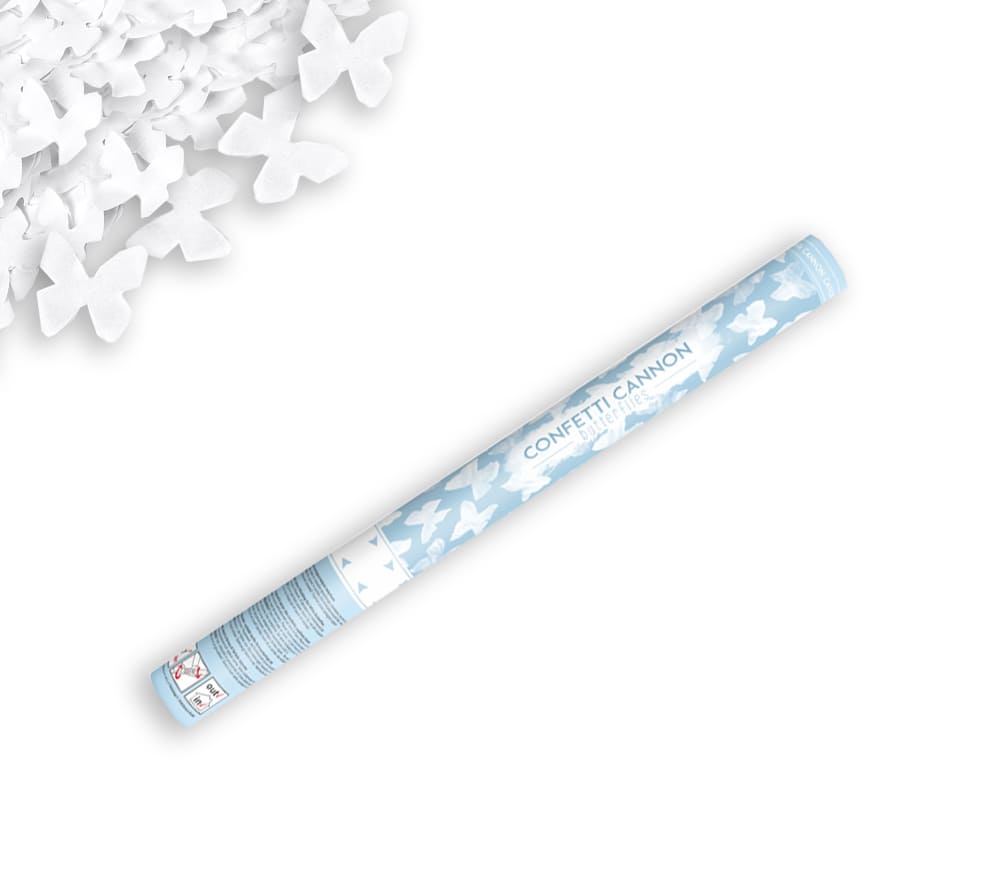 Konfettikanone - Schmetterlinge Weiß - 60cm