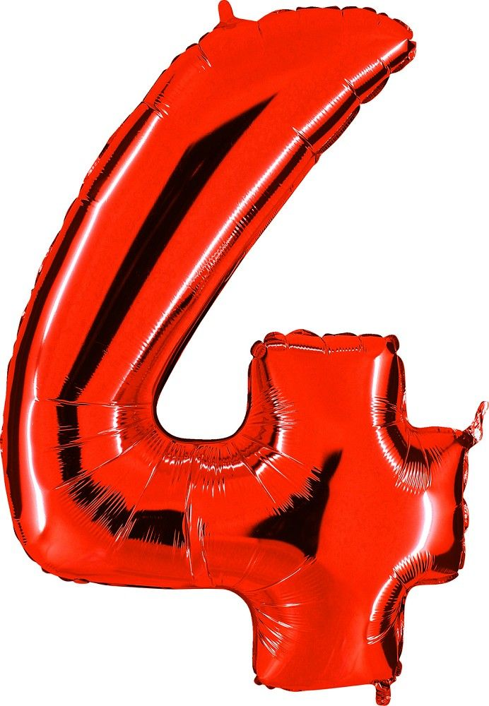 Folienballon Zahl 4 Rot 101cm